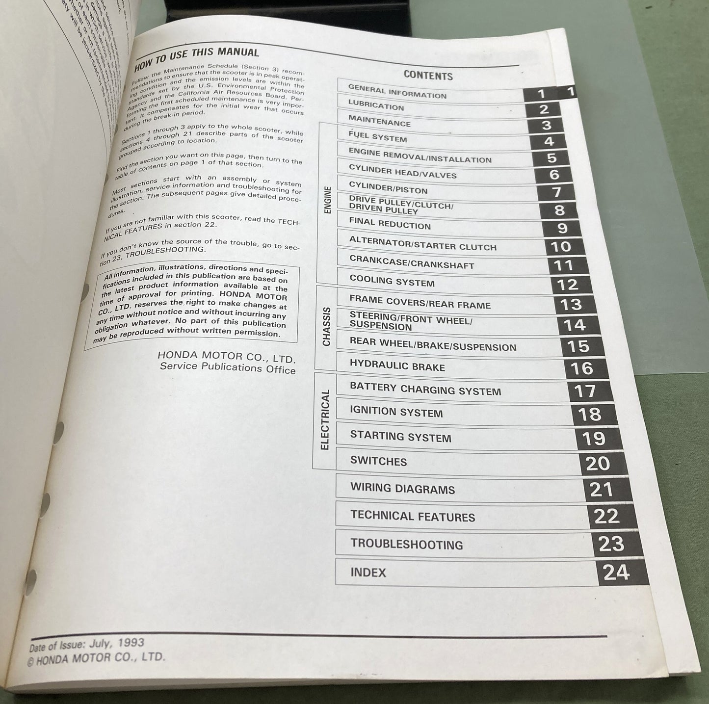 Genuine Honda 61KS410 CN250 Helix Service Manual 1993