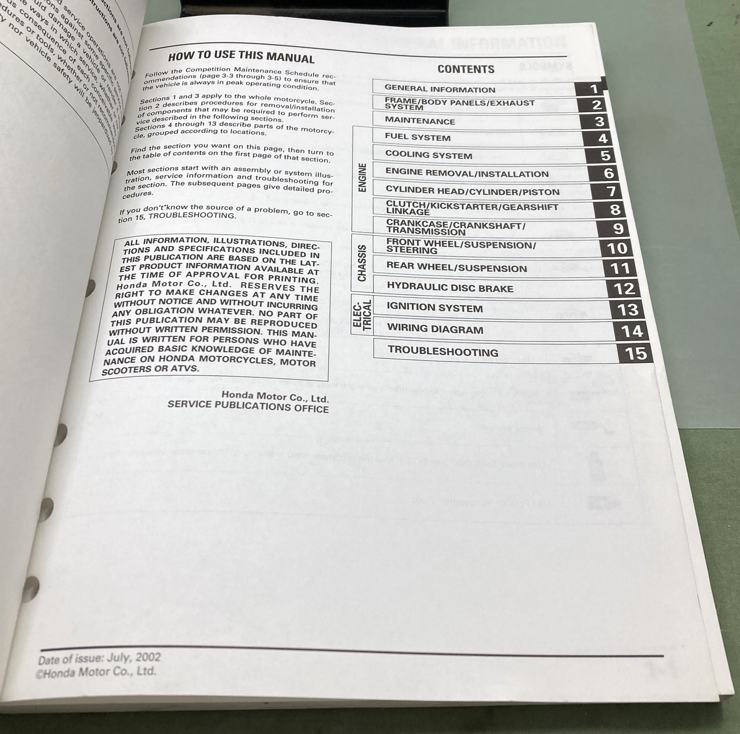 Genuine Honda 61GBF09 CR80R CR80RB CR85R CR85RB Service Manual '95-'04