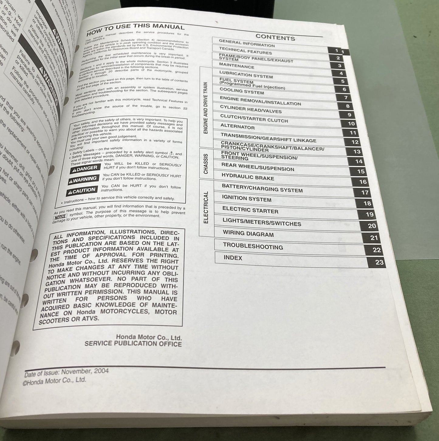 Genuine Honda 61MEL01 CBR1000RR Service Manual '04-'05