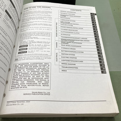 Genuine Honda 61MEL01 CBR1000RR Service Manual '04-'05