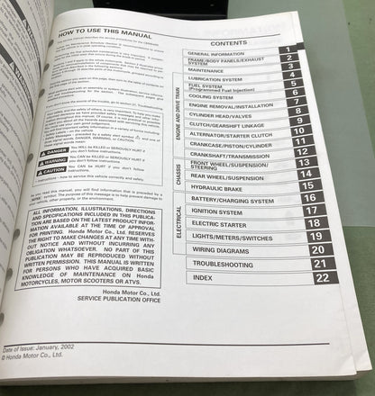 Genuine Honda 61MCJ30 CBR954RR Service Manual 2002