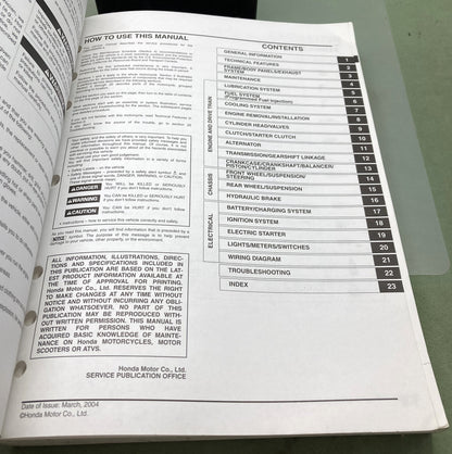 Genuine Honda 61MEL00 CBR1000RR Service Manual 2004