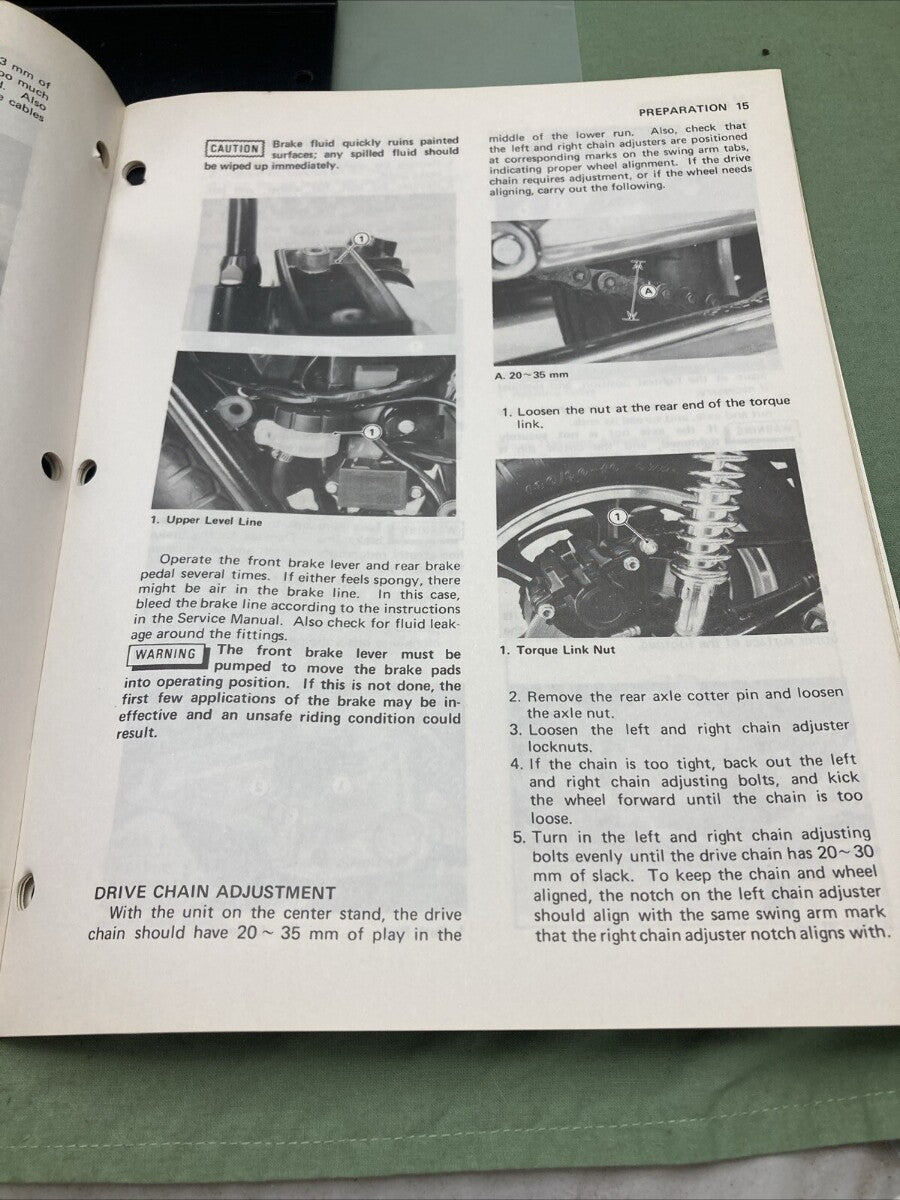 GENUINE KAWASAKI 99931-1045-01 KZ750 MOTORCYCLE ASSEMBLY AND PREP MANUAL 1980