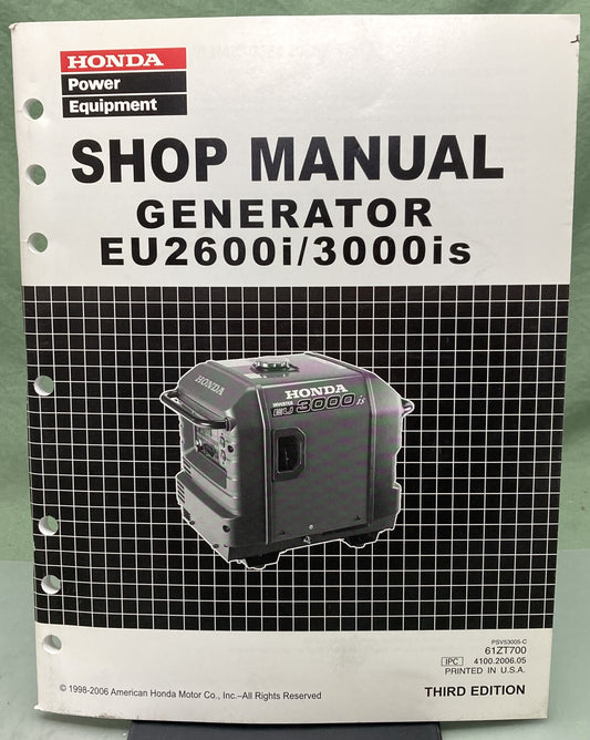 Genuine Honda 61ZT700 EU2600i/3000is Generator Shop Manual 1998-2006