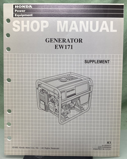 Genuine Honda 61ZB460Y EW171 Generator Supp. Shop Manual 1995