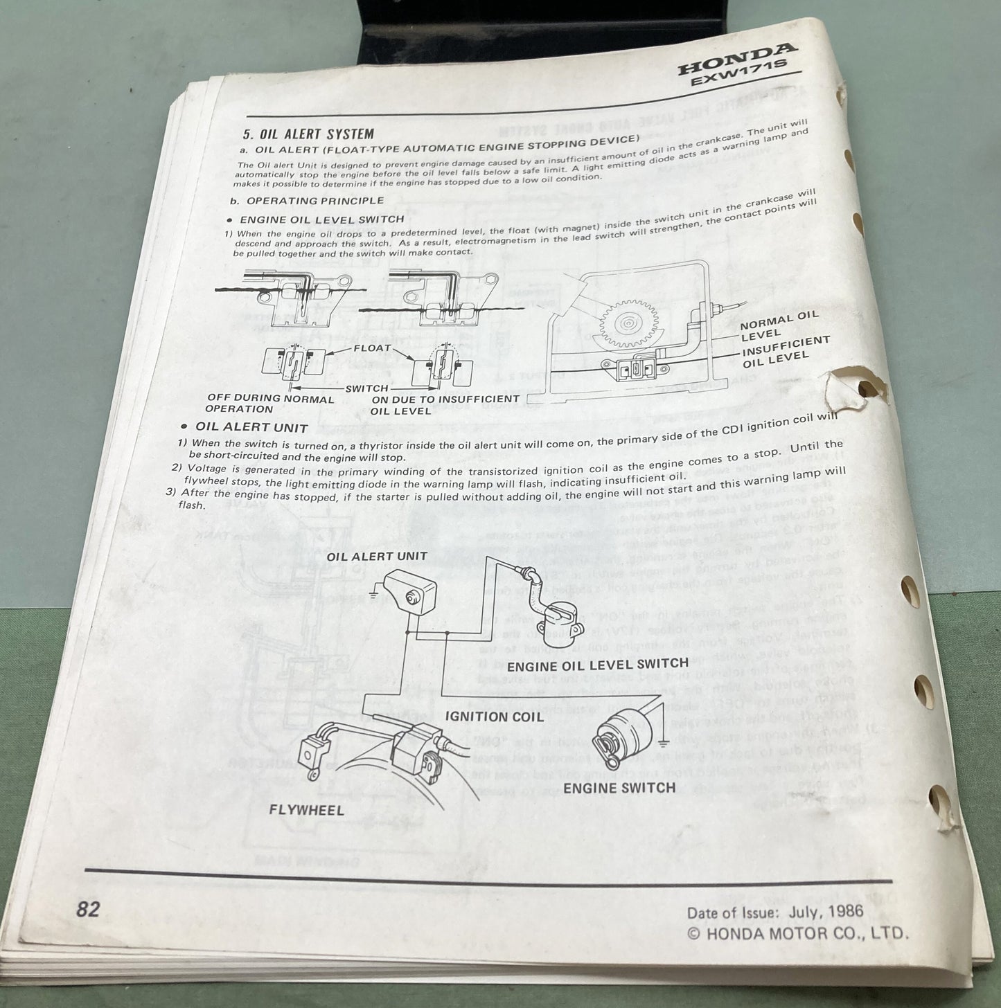 Genuine Honda 61ZB870 EXW171S Shop Manual 1986