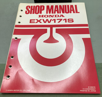Genuine Honda 61ZB870 EXW171S Shop Manual 1986