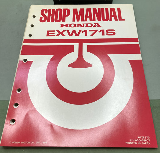 Genuine Honda 61ZB870 EXW171S Shop Manual 1986