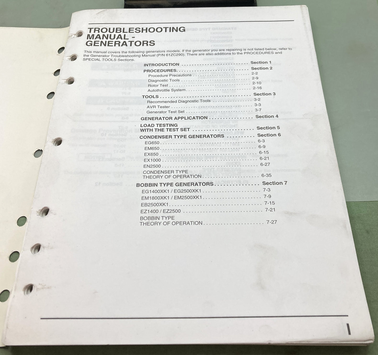 Genuine Honda 61ZC2910 Generators Troubleshooting Manual 1998