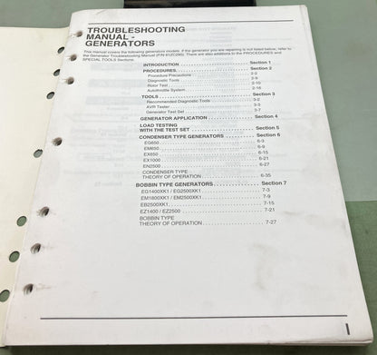Genuine Honda 61ZC2910 Generators Troubleshooting Manual 1998