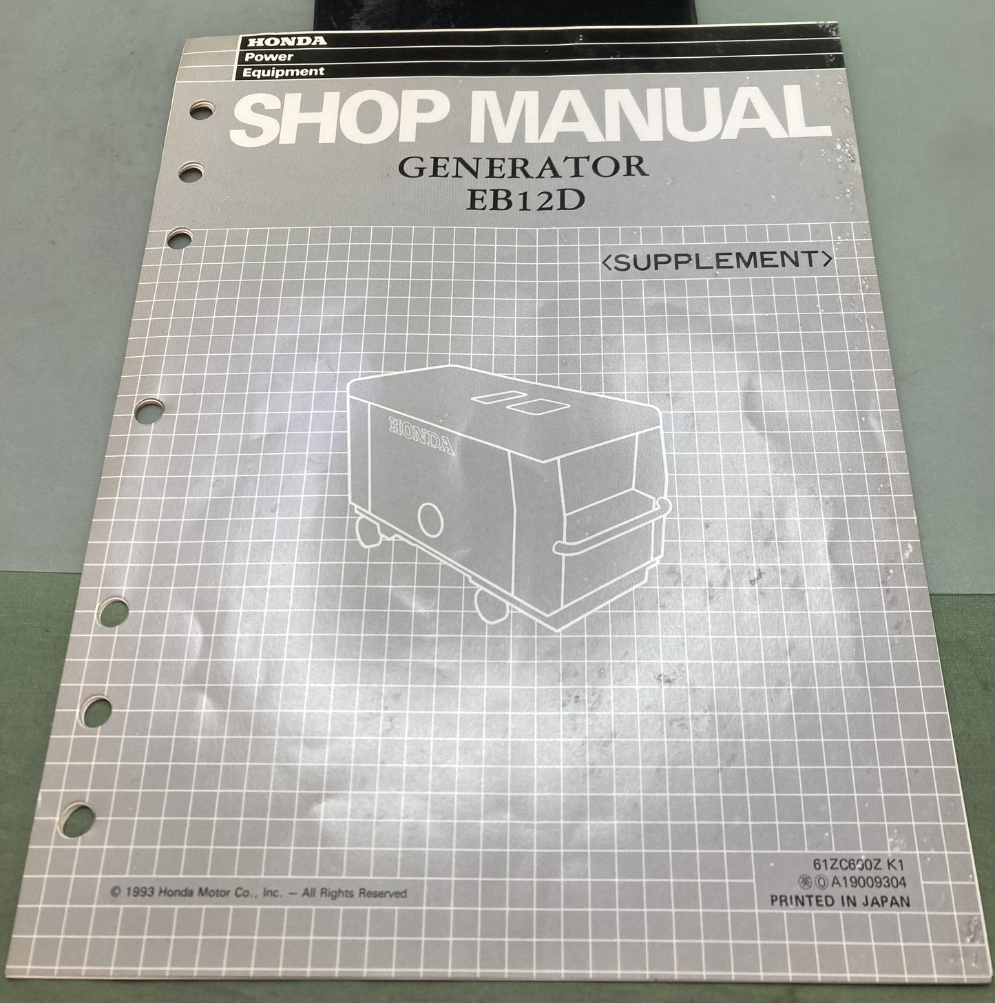 Genuine Honda 61ZC600Z EB12D Generator Supp. Shop Manual 1993