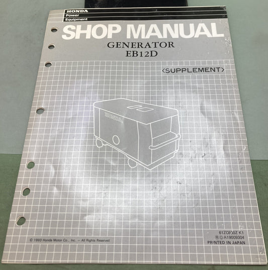 Genuine Honda 61ZC600Z EB12D Generator Supp. Shop Manual 1993
