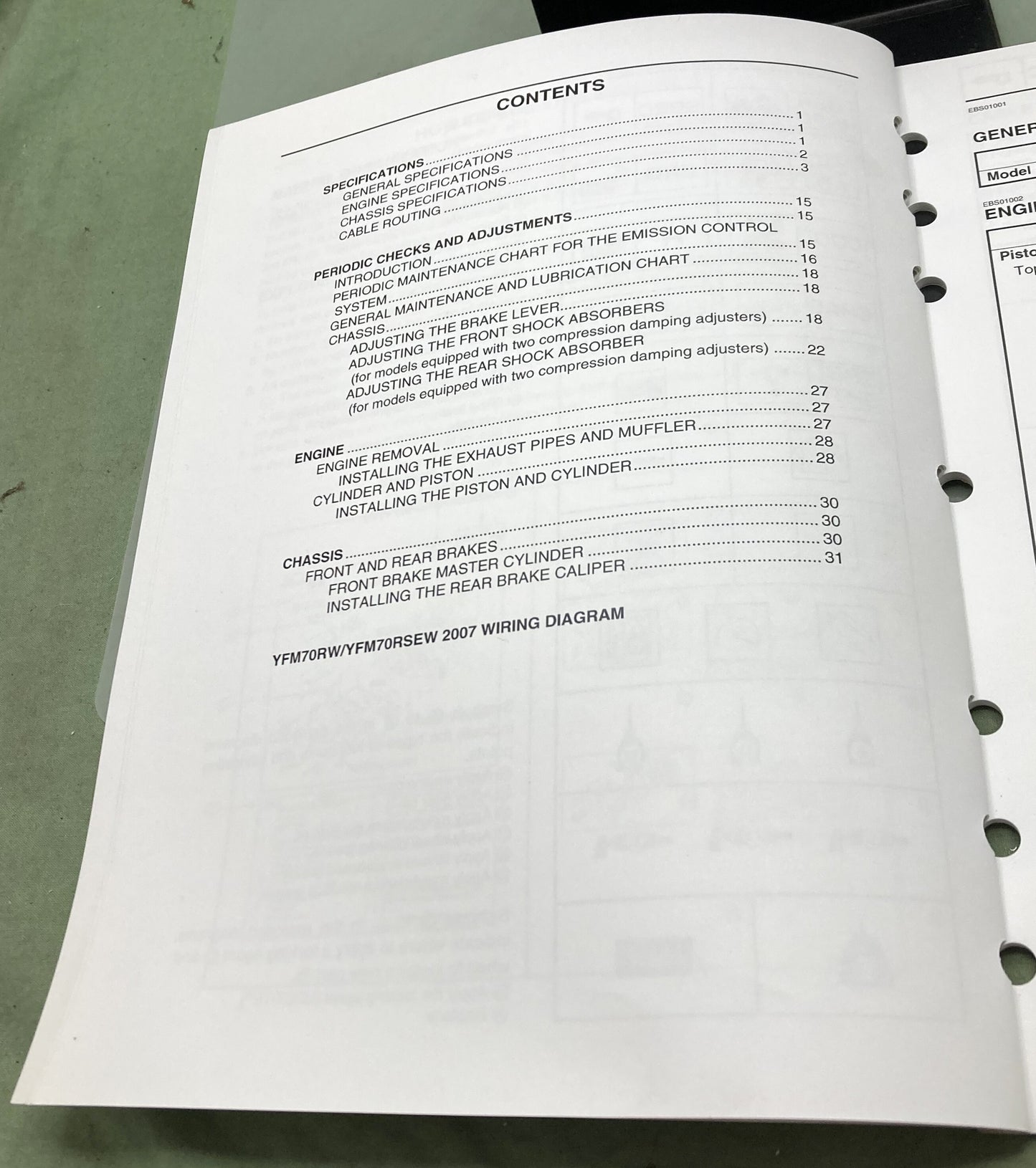 Genuine Yamaha LIT-11616-20-12 YFM70RW, YFM70RSEW Supp. Service Manual 2006