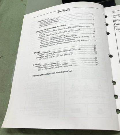 Genuine Yamaha LIT-11616-20-12 YFM70RW, YFM70RSEW Supp. Service Manual 2006