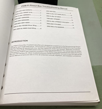 New Genuine Honda 61POB00-AH PGM-FI Pinout Box Troubleshooting Manual 2004