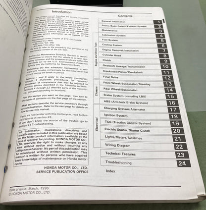 Genuine Honda 61MY310 ST1100, ST1100A Service Manual 1996