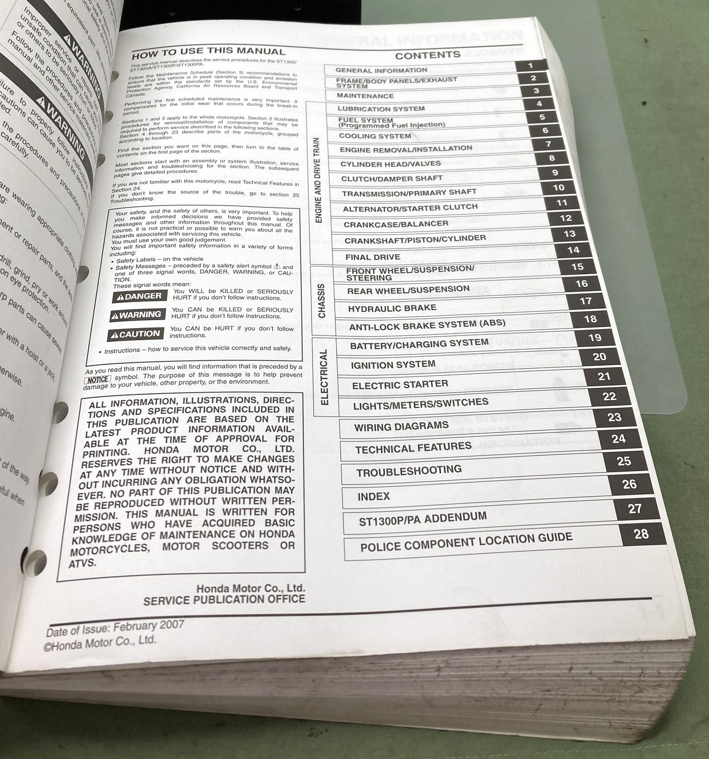 Genuine Honda 61MCS04 ST1300/A ST1300P/PA Service Manual 2007