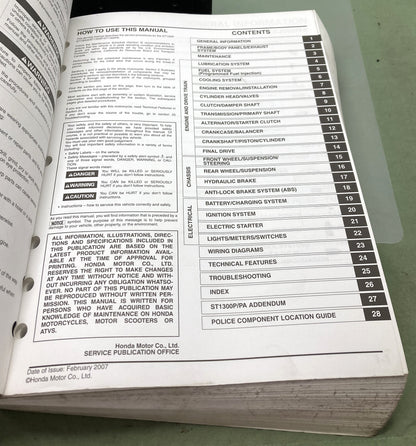 Genuine Honda 61MCS04 ST1300/A ST1300P/PA Service Manual 2007