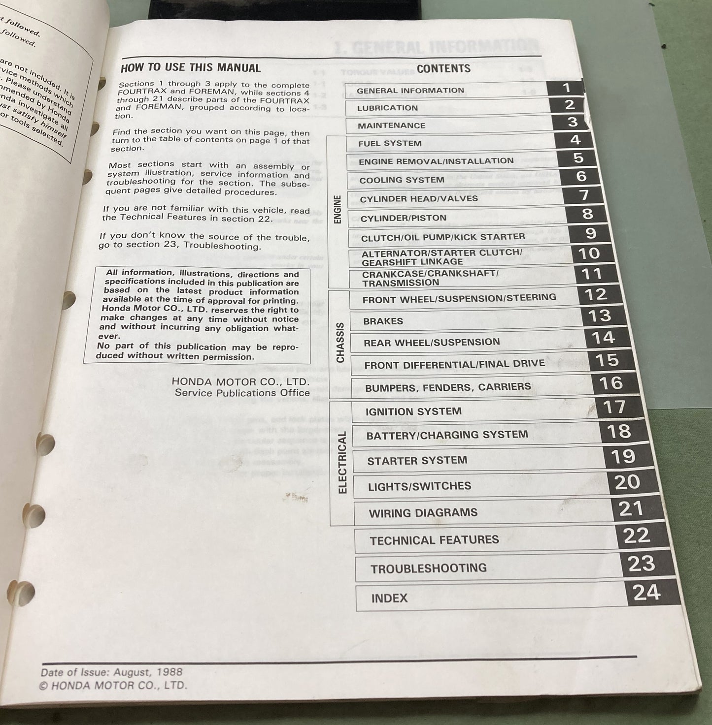 Genuine Honda 61HA703 TRX350 TRX300D Service Manual 1988