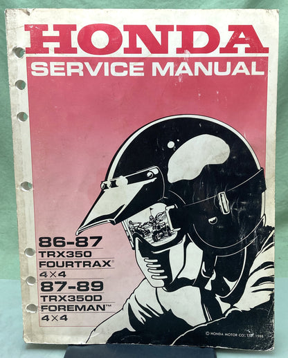 Genuine Honda 61HA703 TRX350 TRX300D Service Manual 1988