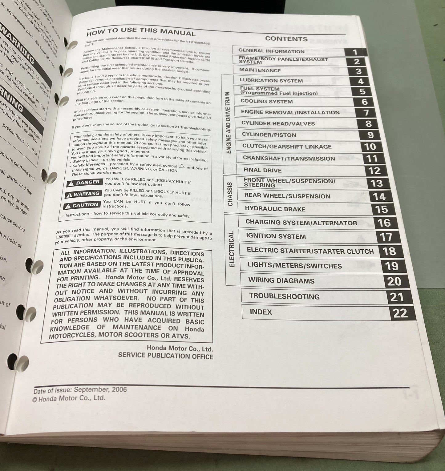 Genuine Honda 61MCV05 VTX1800N/R/S/T Service Manual 2006