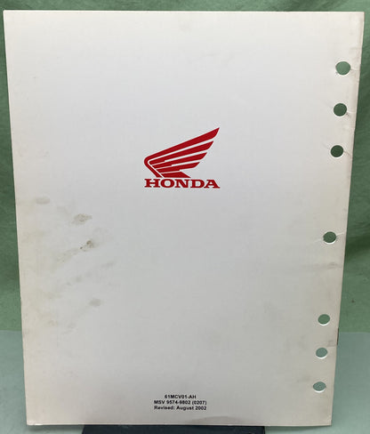 Genuine Honda 61MCV01-AH VTX1800S Service Manual Addendum 2002-2003
