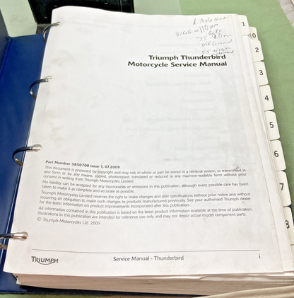 GENUINE TRIUMPH 3850700 THUNDERBIRD SERVICE MANUAL 2009