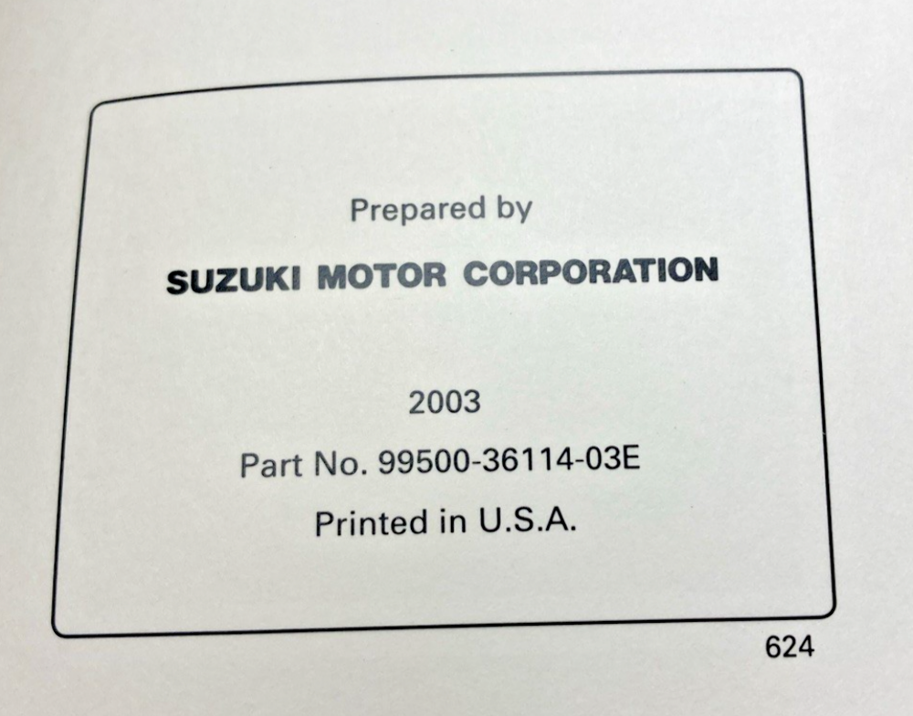 GENUINE SUZUKI 99500-36114-03E AN650/A SERVICE MANUAL 2003