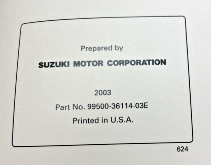 GENUINE SUZUKI 99500-36114-03E AN650/A SERVICE MANUAL 2003