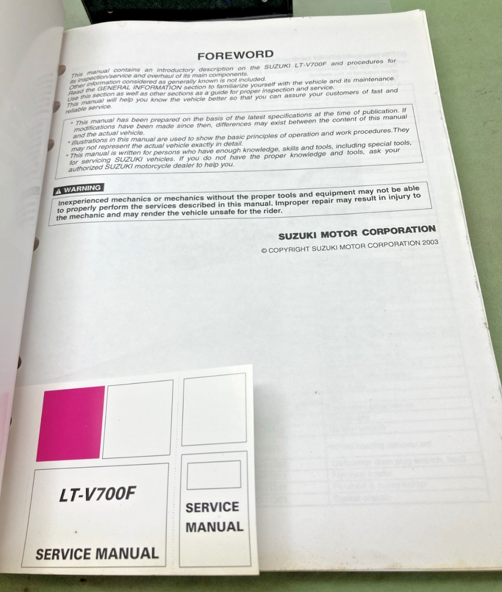 GENUINE SUZUKI 99500-46050-01E LT-V700F SERVICE MANUAL 2003