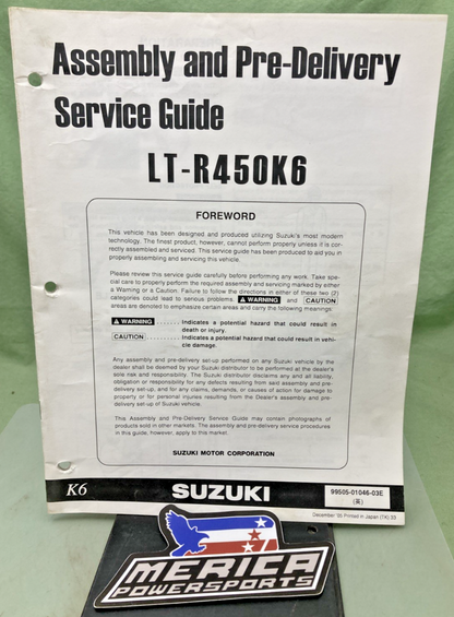 GENUINE SUZUKI 99505-01046-03E LT-R450K6 ASSEMBLY AND PRE DELIVERY SERVICE GUIDE