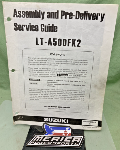 GENUINE SUZUKI 99505-01042-03E LT-A500FK2 ASSY AND PRE DELIVERY SERVICE GUIDE
