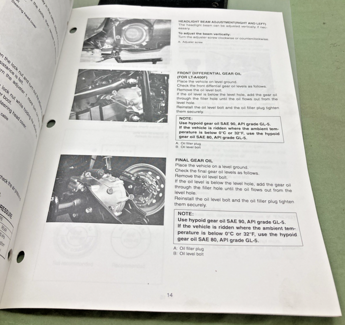 GENUINE SUZUKI 99505-01078-03E LT-A400/FK8 ASSY AND PRE DELIVERY SERVICE GUIDE