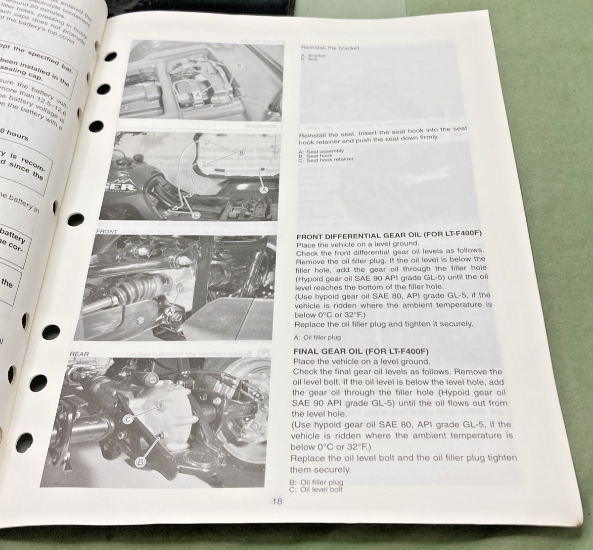 GENUINE SUZUKI 99505-01062-03E LT-F400K2/FK2 ASSY AND PRE DELIVERY SERVICE GUIDE