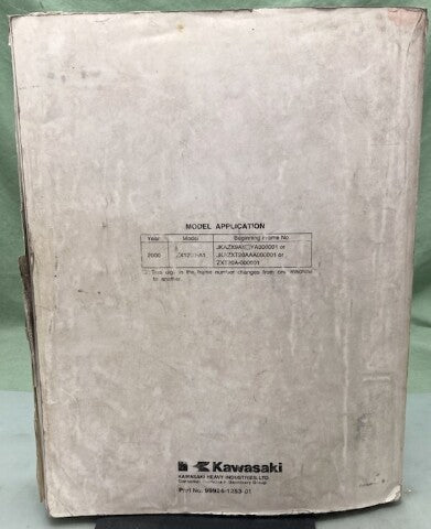 Kawasaki 99924-1253-01 Ninja ZX-12R Service Manual Genuine