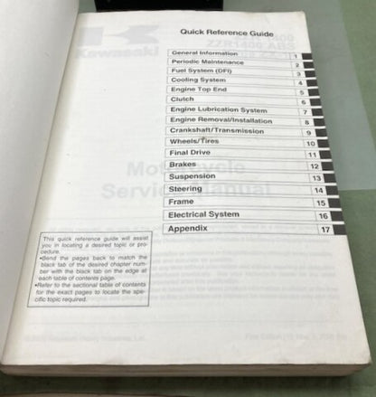 Kawasaki 99924-1362-01 ZZR 1400 ZZR1400 ABS Ninja ZX-14 Service Manual Genuine