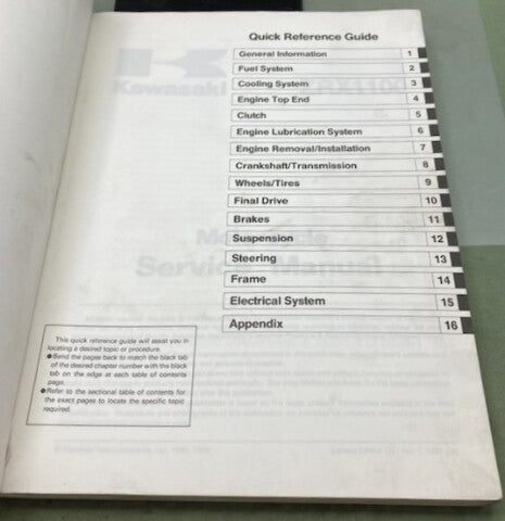 Kawasaki 99924-1196-02 ZRX1100 Service Manual Genuine