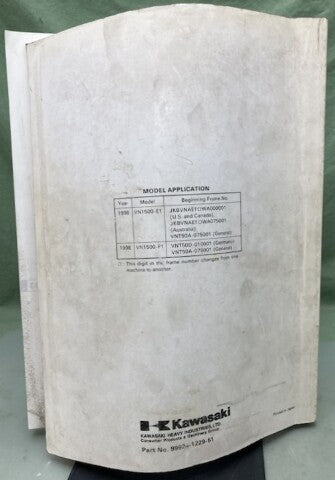 Kawasaki 99924-1229-51 Vulcan1500 Classic VN1500 Classic Service Manual Supp.