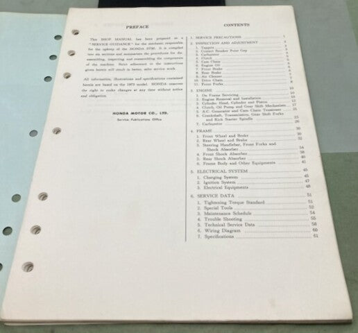 Honda 6112802 ST90 Shop Manual 1974 Genuine