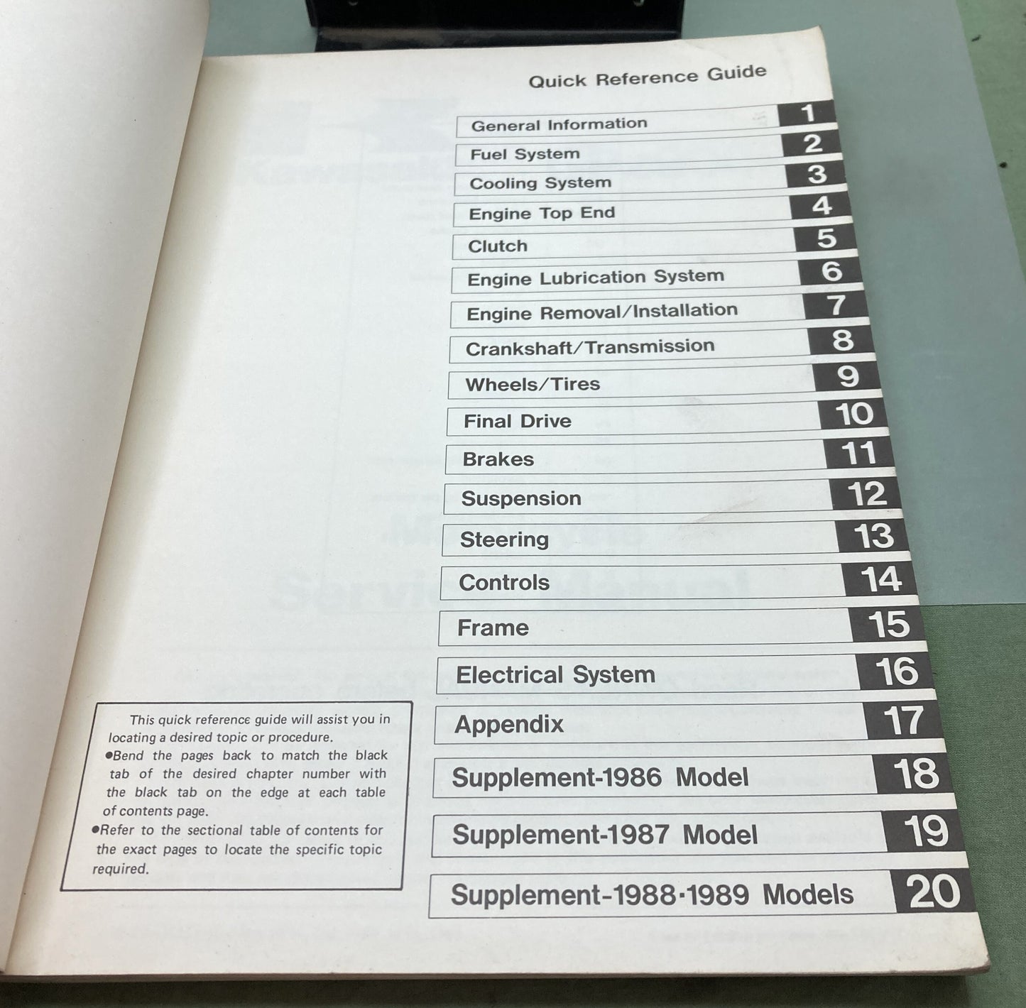 Genuine Kawasaki 99924-1048-04 GPz900R Service Manual 1989