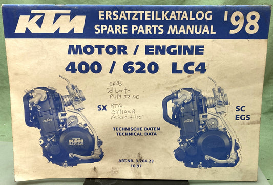 Genuine KTM 320423 SC EGS Motor/Engine 400/620 LC4 Spare Parts Manual 1998