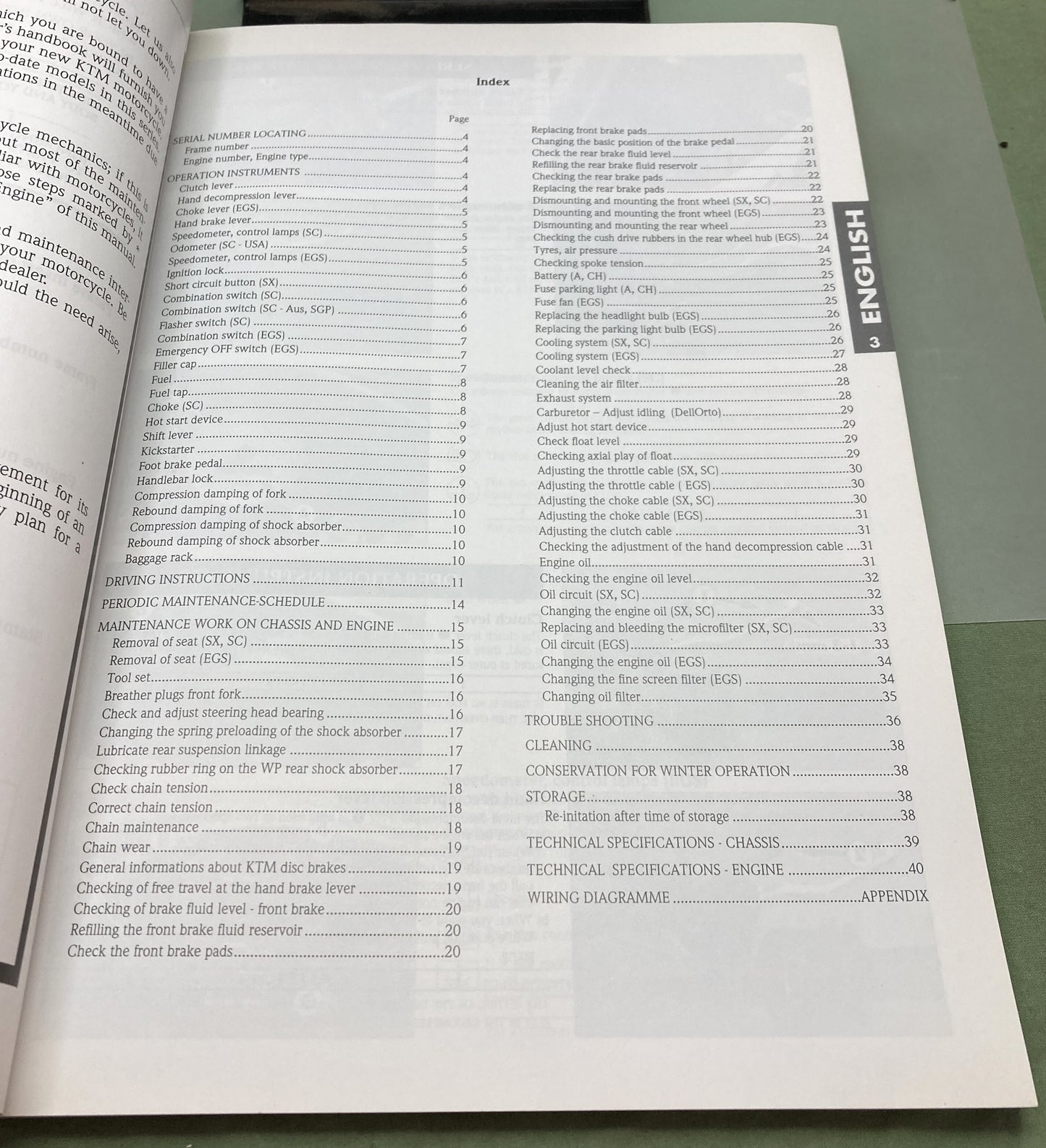 Genuine KTM 320530 400/620 SX/SC/EGS Owner's Manual 1998