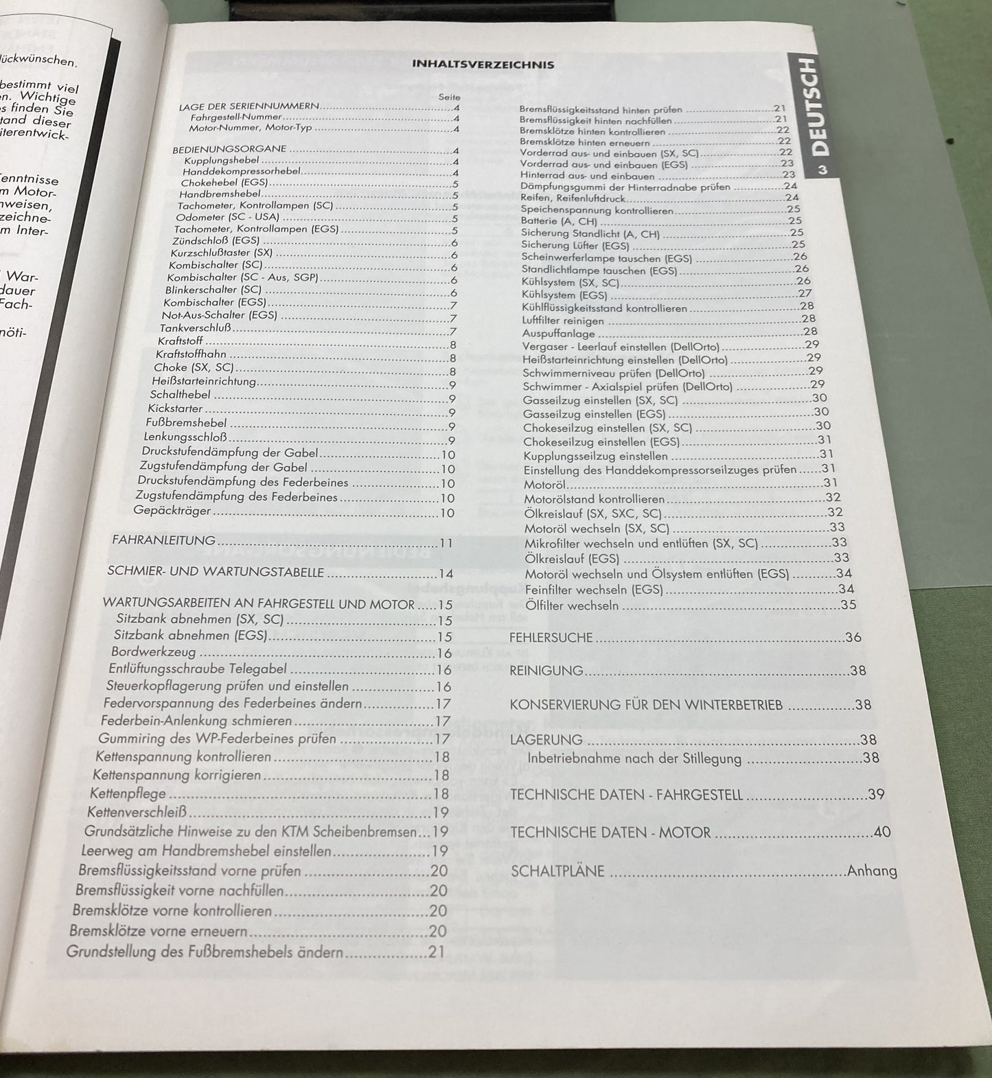 Genuine KTM 320530 400/620 SX/SC/EGS Owner's Manual 1998