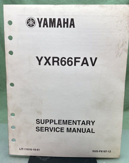 Genuine Yamaha LIT-11616-19-41 YXR66FAV Supp. Service Manual 2005