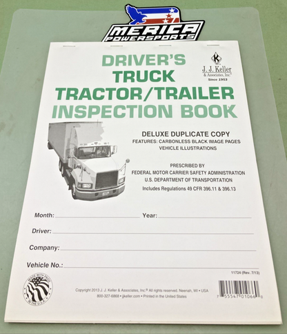 QTY 2 NEW GENUINE JJ KELLER DRIVER'S TRUCK TRACTOR/TRAILER INSPECTION BOOK 11724
