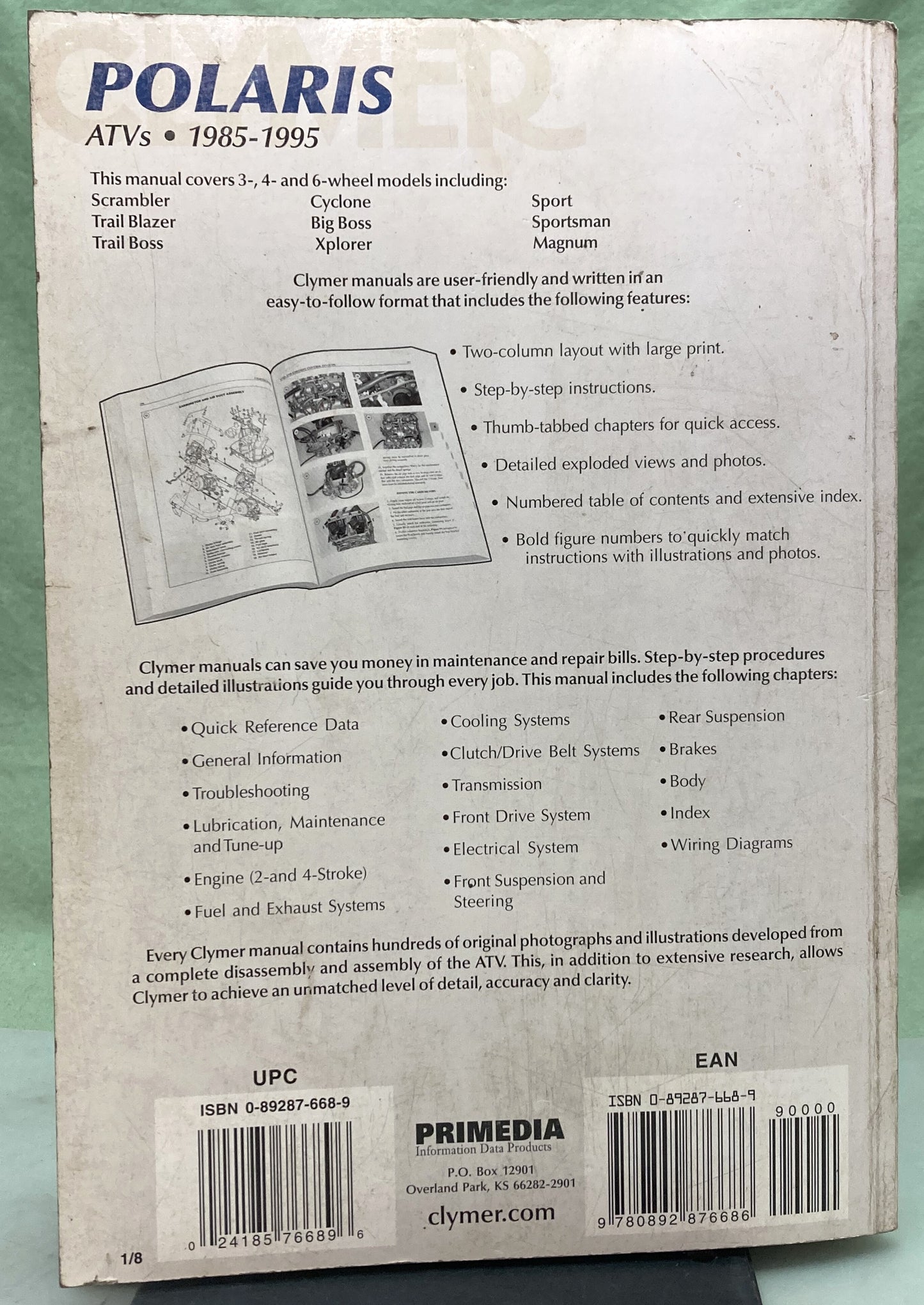 Genuine Clymer M496 Polaris ATV Service Manual 1985-1995