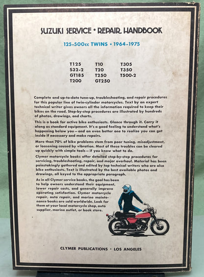 Genuine Clymer M366 Suzuki 125-500cc Twins Service Manual 1964-1975