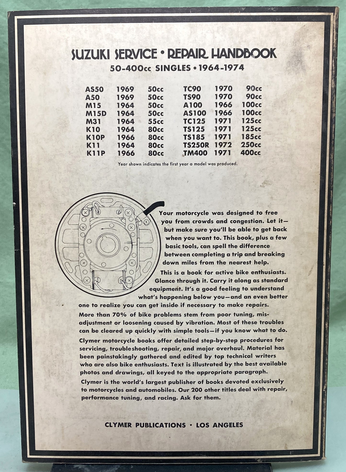 Genuine Clymer M365 Suzuki 50-400cc Singles Service Manual 1964-1974