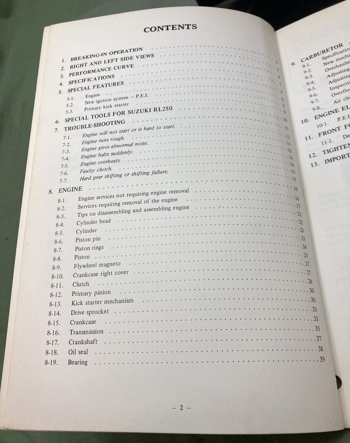 Genuine Suzuki RL250 Service Manual 1974