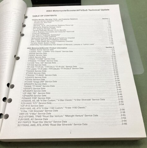 Yamaha LIT-17500-00-04 Motorcycle/ATV/SxS Technical Update 2004 Genuine
